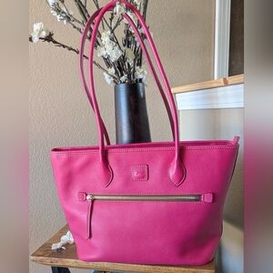 Dooney & Bourke Florentine Leather Large Tote Fuchsia EUC